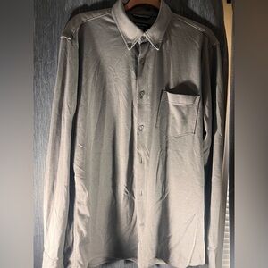 Nordstrom Men's Charcoal Button Down stretch comfy fit Shirt Size large
